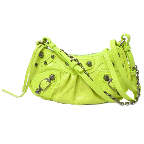 バレンシアガ バッグ レディース ル カゴール ミニ ショルダーバッグ レザー ネオンイエロー系 BALENCIAGA 中古