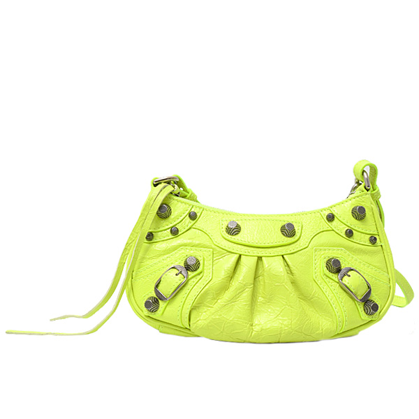 バレンシアガ バッグ レディース ル カゴール ミニ ショルダーバッグ レザー ネオンイエロー系 BALENCIAGA 中古