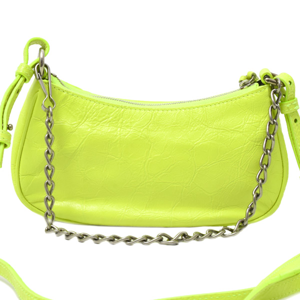 バレンシアガ バッグ レディース ル カゴール ミニ ショルダーバッグ レザー ネオンイエロー系 BALENCIAGA 中古