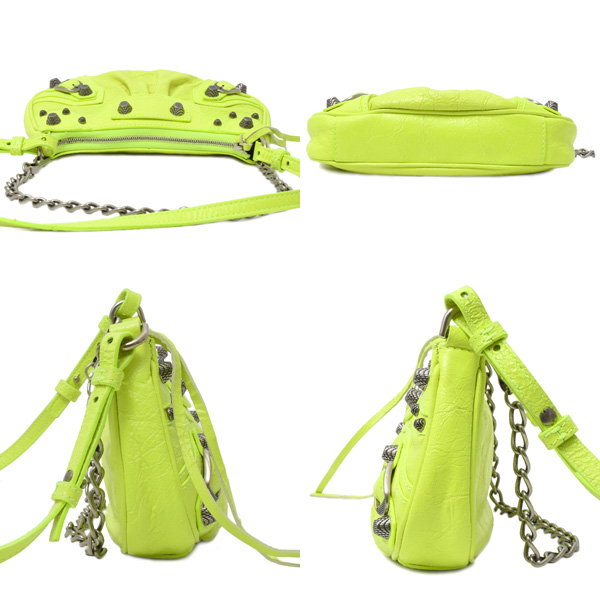 バレンシアガ バッグ レディース ル カゴール ミニ ショルダーバッグ レザー ネオンイエロー系 BALENCIAGA 中古