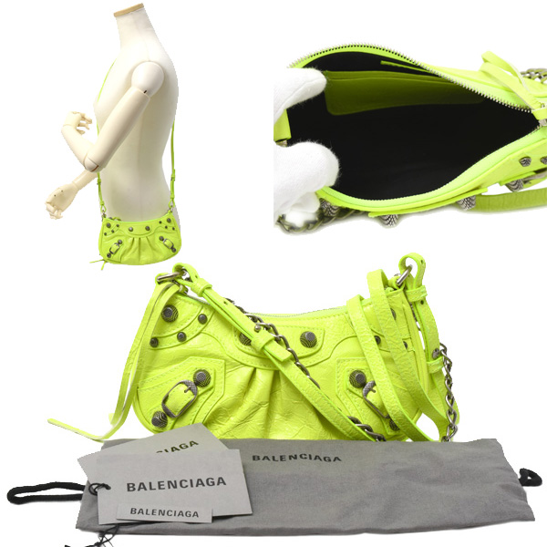 バレンシアガ バッグ レディース ル カゴール ミニ ショルダーバッグ レザー ネオンイエロー系 BALENCIAGA 中古