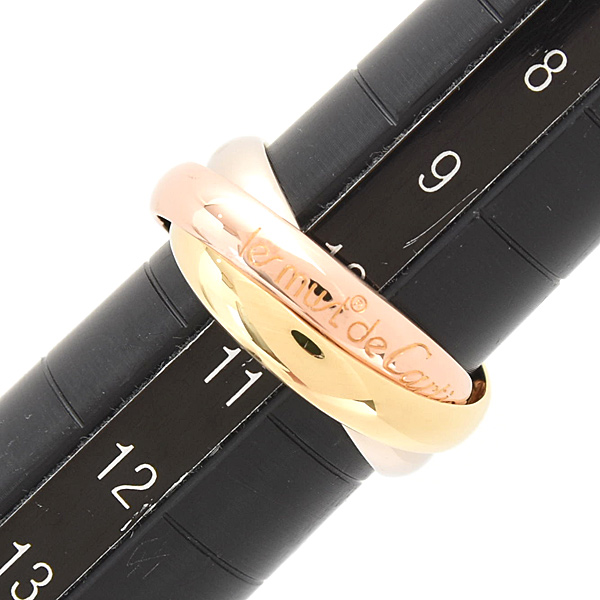カルティエ 指輪 レディース トリニティ 3連 リング 3.3mm幅 51号 実寸10.5号 ゴールド Cartier 750YG×WG×PG 中古