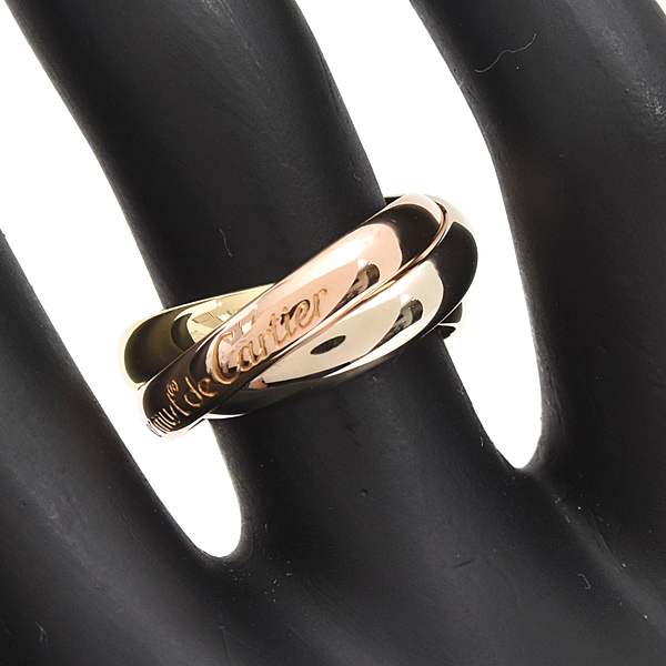 カルティエ 指輪 レディース トリニティ 3連 リング 3.3mm幅 51号 実寸10.5号 ゴールド Cartier 750YG×WG×PG 中古