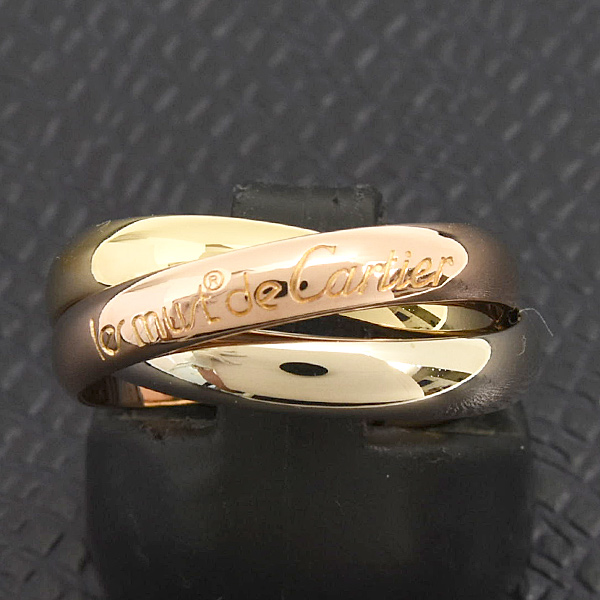 カルティエ 指輪 レディース トリニティ 3連 リング 3.3mm幅 51号 実寸10.5号 ゴールド Cartier 750YG×WG×PG 中古