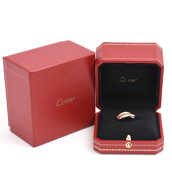 カルティエ 指輪 レディース トリニティ 3連 リング 3.3mm幅 51号 実寸10.5号 ゴールド Cartier 750YG×WG×PG 中古
