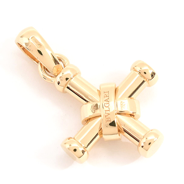 ブルガリ ペンダント レディース メンズ パッソドッピオ ダイヤ クロス ペンダントトップ イエローゴールド BVLGARI 750YG 中古