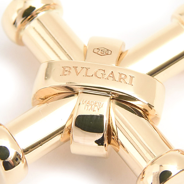 ブルガリ ペンダント レディース メンズ パッソドッピオ ダイヤ クロス ペンダントトップ イエローゴールド BVLGARI 750YG 中古