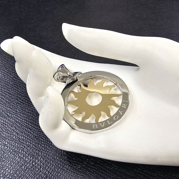 ブルガリ ペンダント メンズ トンドサン トップ ラージ チャーム SS×750YG ステンレス イエローゴールド BVLGARI 中古