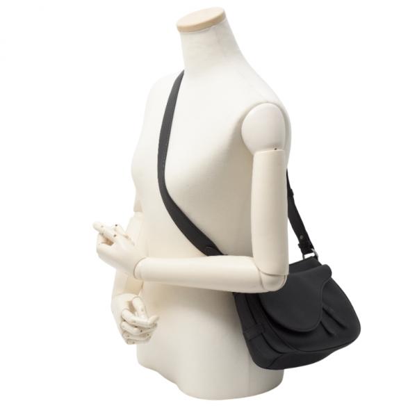 クリスチャンディオール バッグ レディース メンズ サドル ソフト ショルダーバッグ グレインレザー ブラック Christian Dior 中古