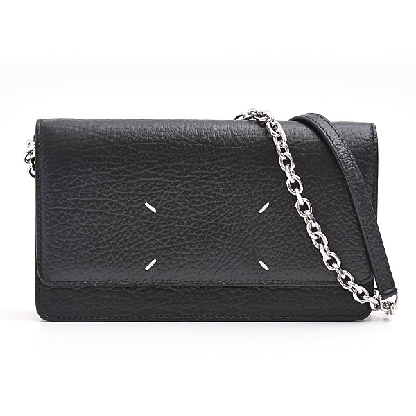 メゾンマルジェラ バッグ レディース 4ステッチ チェーン ウォレット ショルダー 財布 カーフ ブラック Maison Margiela SA3U10008 中古