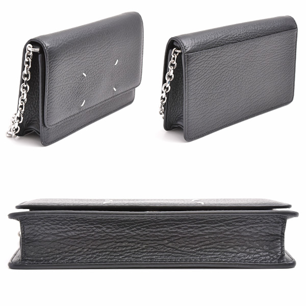 メゾンマルジェラ バッグ レディース 4ステッチ チェーン ウォレット ショルダー 財布 カーフ ブラック Maison Margiela SA3U10008 中古