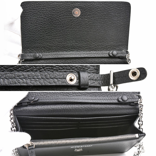 メゾンマルジェラ バッグ レディース 4ステッチ チェーン ウォレット ショルダー 財布 カーフ ブラック Maison Margiela SA3U10008 中古