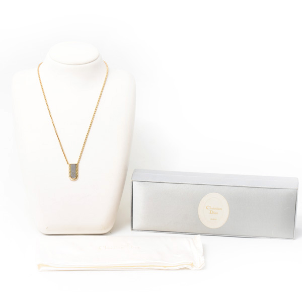 クリスチャンディオール ネックレス レディース プレートチェーンペンダント GP ゴールド×シルバー Christian Dior 中古