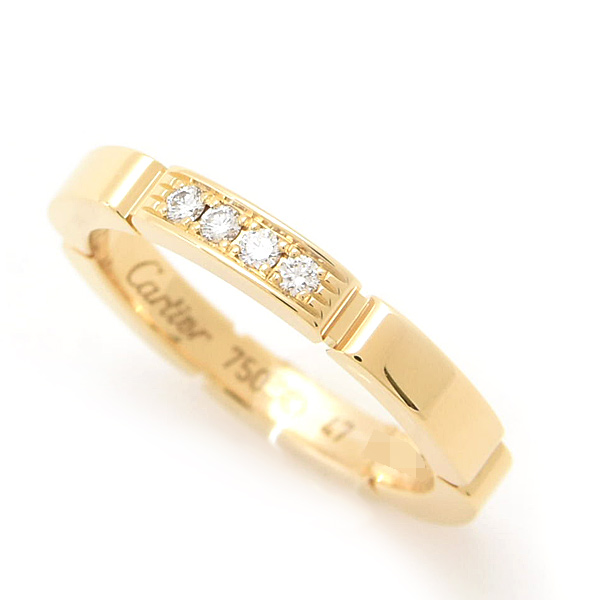 カルティエ 指輪 レディース マイヨンパンテール 4Pダイヤ リング 47号 実寸7号 イエローゴールド Cartier 750YG 中古
