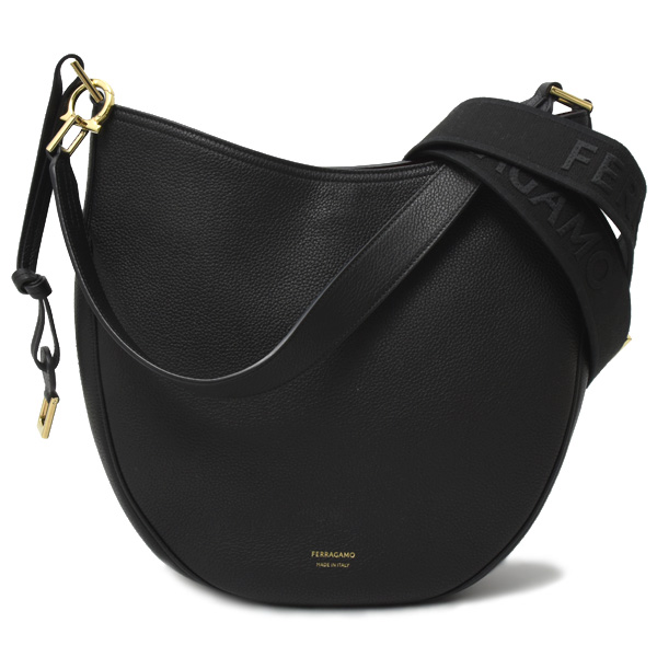 フェラガモ バッグ レディース ホーボーバッグ 2WAY ハンドバッグ ショルダーバッグ ブラック Ferragamo 21A170 中古