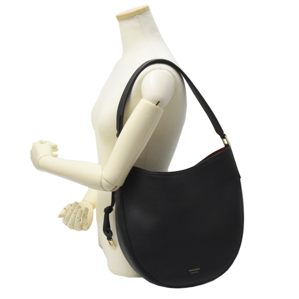 フェラガモ バッグ レディース ホーボーバッグ 2WAY ハンドバッグ ショルダーバッグ ブラック Ferragamo 21A170 中古
