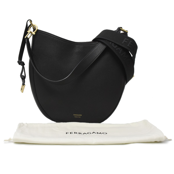 フェラガモ バッグ レディース ホーボーバッグ 2WAY ハンドバッグ ショルダーバッグ ブラック Ferragamo 21A170 中古