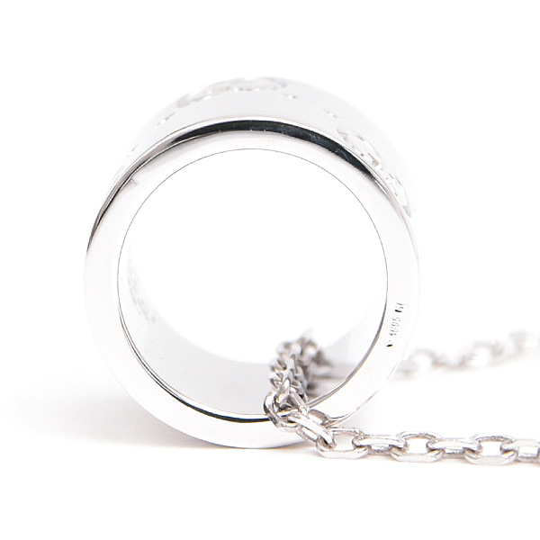 グッチ ネックレス レディース アイコン リング ペンダント GG ホワイトゴールド GUCCI 750WG 中古