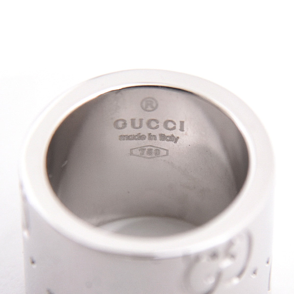 グッチ ネックレス レディース アイコン リング ペンダント GG ホワイトゴールド GUCCI 750WG 中古