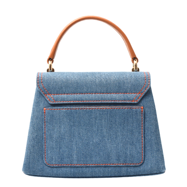 フルラ FURLA ミニ2WAYハンドバッグ デニム レザー ブルー WB00109 中古