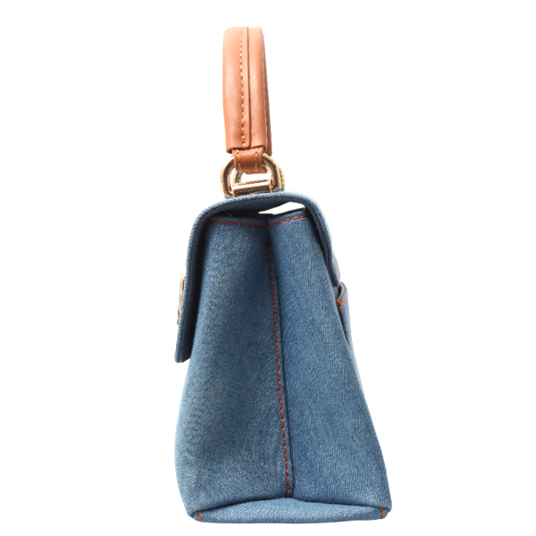 フルラ FURLA ミニ2WAYハンドバッグ デニム レザー ブルー WB00109 中古