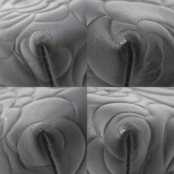 シャネル バッグ レディース カメリア コスメポーチ ミニポーチ ラムレザー ブラック 16番台 CHANEL