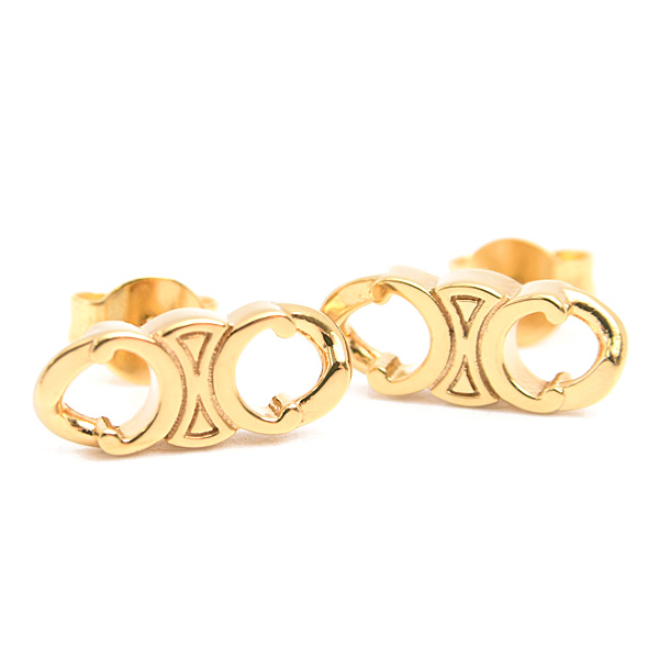 セリーヌ ピアス レディース トリオンフ グルメット スタッズ ゴールドブラス 真鍮 CELINE 460BL6BRA.35OR.TU GP 中古