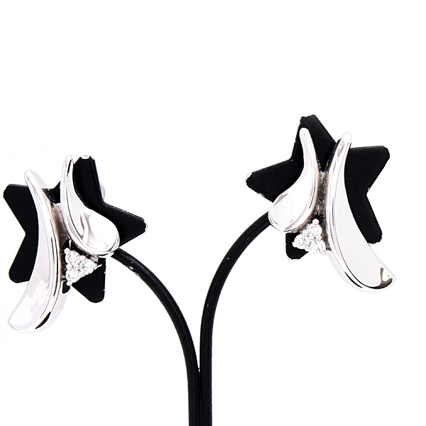 ジュネ イヤリング レディース ダイヤモンド デザイン イヤリング D0.20ct ホワイトゴールド 750WG×585WG Jeunet 中古