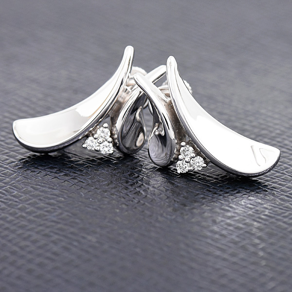 ジュネ イヤリング レディース ダイヤモンド デザイン イヤリング D0.20ct ホワイトゴールド 750WG×585WG Jeunet 中古