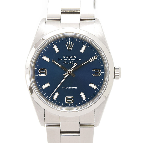 ロレックス 時計 メンズ エアキング F番 自動巻 ブルー文字盤 ステンレス SS ROLEX 14000M 中古