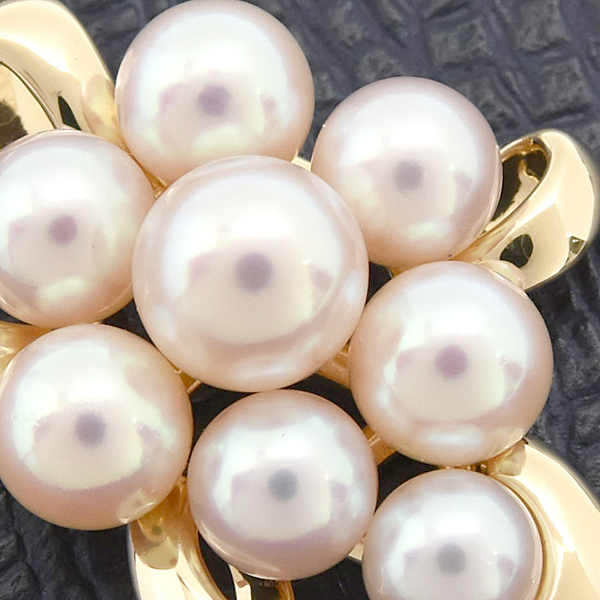 ミキモト ネックレス レディース 8Pパール ブーケモチーフ ペンダント 4.9mm～6.3mm珠 イエローゴールド MIKIMOTO K18 中古