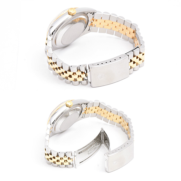 ロレックス 時計 メンズ デイトジャスト 10Pダイヤ 自動巻 W番 ブラック文字盤 SS×YG ROLEX 16233G 中古