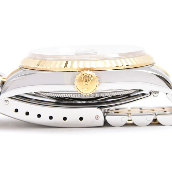 ロレックス 時計 メンズ デイトジャスト 10Pダイヤ 自動巻 W番 ブラック文字盤 SS×YG ROLEX 16233G 中古