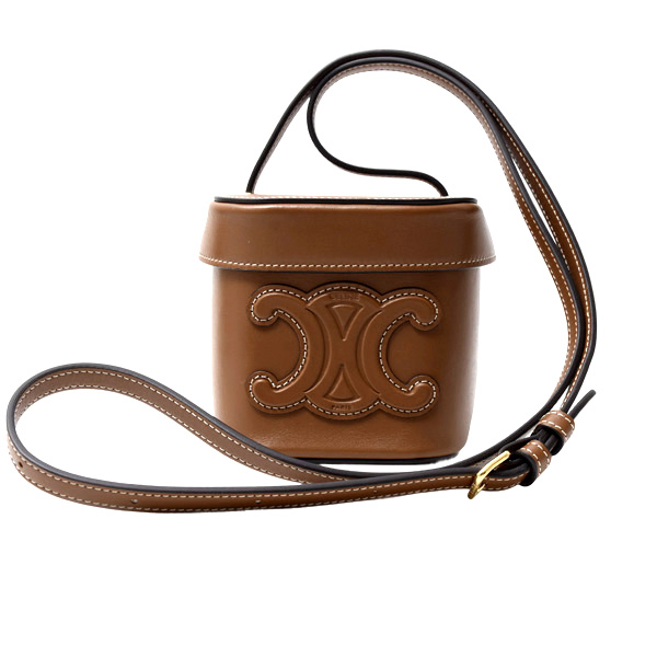 セリーヌ バッグ レディース スモールボックス ショルダーバッグ キュイル トリオンフ カーフ ブラウン CELINE 199263 中古