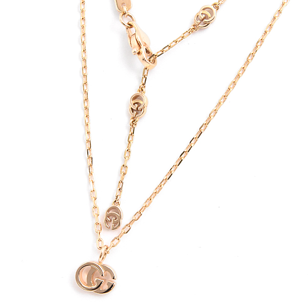 グッチ ネックレス レディース GGランニング ダブルG ピンクゴールド ペンダント GUCCI 687118 750PG K18 中古