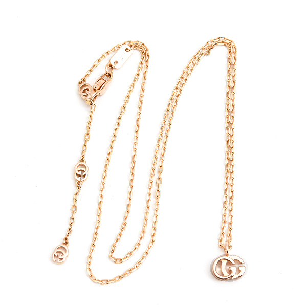 グッチ ネックレス レディース GGランニング ダブルG ピンクゴールド ペンダント GUCCI 687118 750PG K18 中古