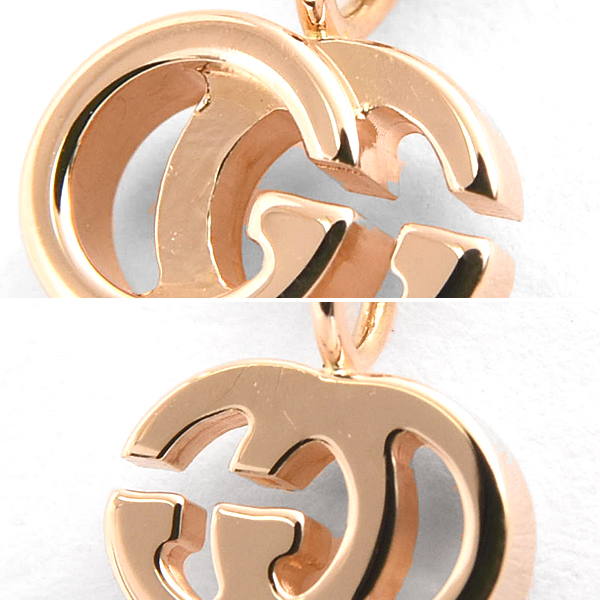 グッチ ネックレス レディース GGランニング ダブルG ピンクゴールド ペンダント GUCCI 687118 750PG K18 中古