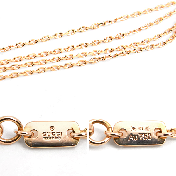 グッチ ネックレス レディース GGランニング ダブルG ピンクゴールド ペンダント GUCCI 687118 750PG K18 中古