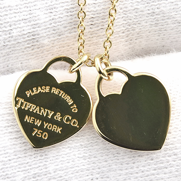 ティファニー ネックレス レディース リターン トゥ ダブル ハート タグ ペンダント ミニ イエローゴールド TIFFANY 60011459 750YG 中古