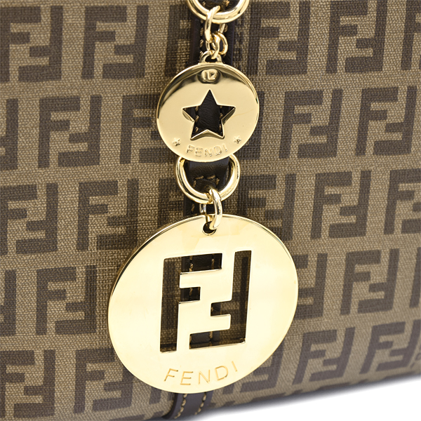 フェンディ バッグ レディース ズッキーノ ミニ トートバッグ ブラウン系 コーティングキャンバス×レザー FENDI 8BH214 中古