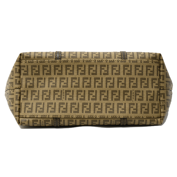 フェンディ バッグ レディース ズッキーノ ミニ トートバッグ ブラウン系 コーティングキャンバス×レザー FENDI 8BH214 中古