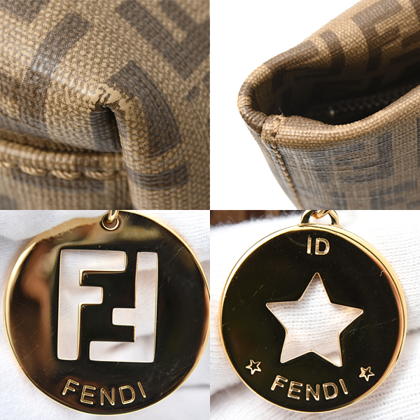 フェンディ バッグ レディース ズッキーノ ミニ トートバッグ ブラウン系 コーティングキャンバス×レザー FENDI 8BH214 中古