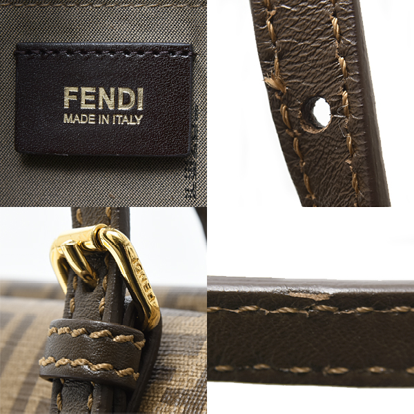 フェンディ バッグ レディース ズッキーノ ミニ トートバッグ ブラウン系 コーティングキャンバス×レザー FENDI 8BH214 中古