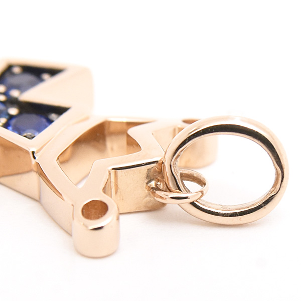 ガガミラノ ペンダント レディース ブルーサファイア クロス M クラウン トップのみ 0.30ct 王冠 ピンクゴールド GaGa MILANO K18PG 中古