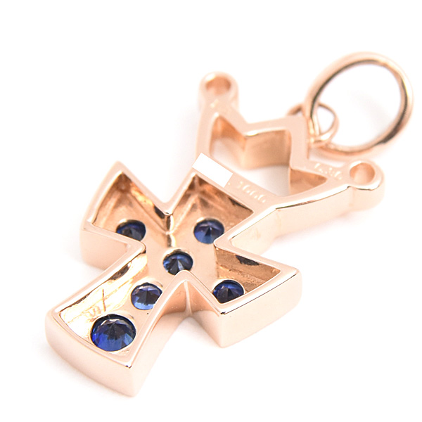 ガガミラノ ペンダント レディース ブルーサファイア クロス M クラウン トップのみ 0.30ct 王冠 ピンクゴールド GaGa MILANO K18PG 中古