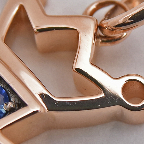 ガガミラノ ペンダント レディース ブルーサファイア クロス M クラウン トップのみ 0.30ct 王冠 ピンクゴールド GaGa MILANO K18PG 中古