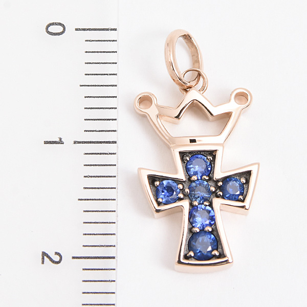 ガガミラノ ペンダント レディース ブルーサファイア クロス M クラウン トップのみ 0.30ct 王冠 ピンクゴールド GaGa MILANO K18PG 中古