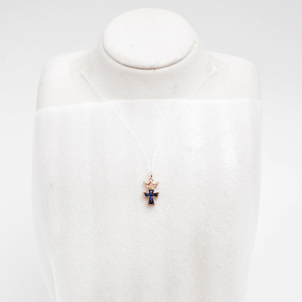 ガガミラノ ペンダント レディース ブルーサファイア クロス M クラウン トップのみ 0.30ct 王冠 ピンクゴールド GaGa MILANO K18PG 中古