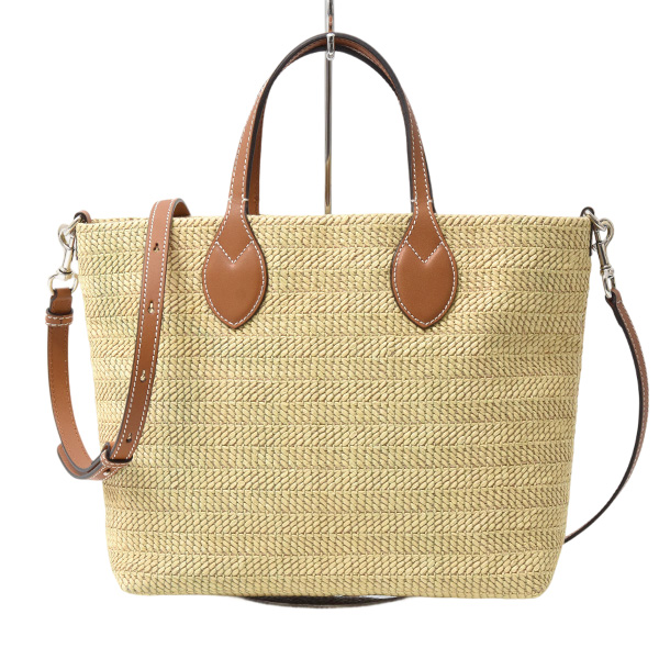 グッチ バッグ レディース パッチ スモール トートバッグ ショルダー ラフィア ブラウン系 GUCCI 779671 中古