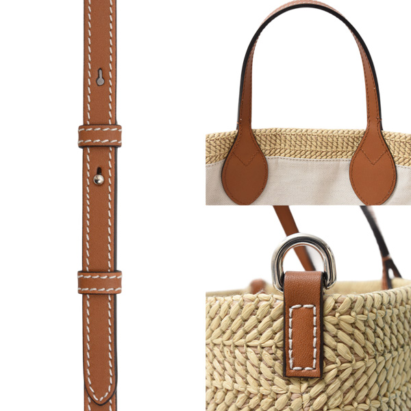 グッチ バッグ レディース パッチ スモール トートバッグ ショルダー ラフィア ブラウン系 GUCCI 779671 中古